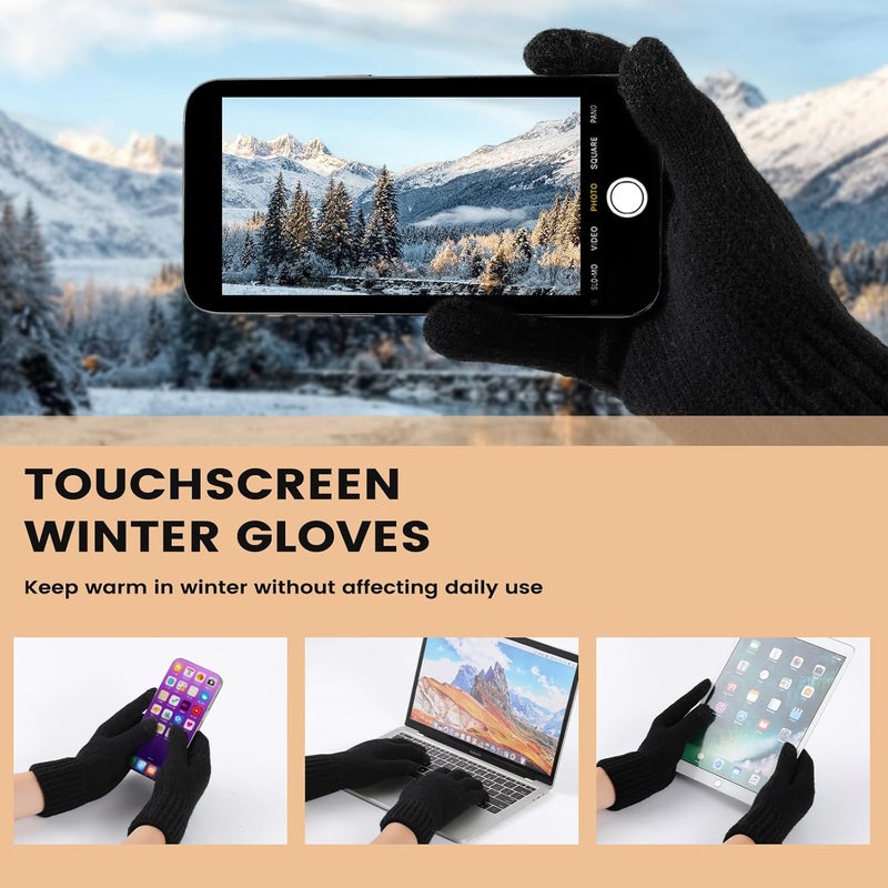 Premillow Women Winter Hat Beanie+Long Scarf+Touch Screen Gloves Set, Warm Clothes Set with Knit Fleece Lined for Women/Men Winter - Image 5